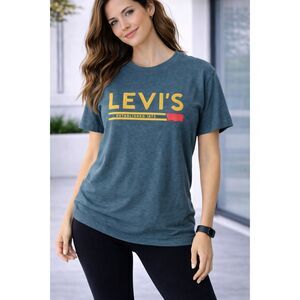 Levi's Tee Shirt Gray Short Logo Spell-out Casual S